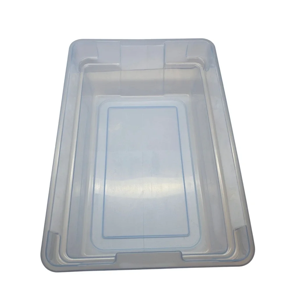 Vintage Rubbermaid Sheer Storage Box Dark Blue & Clear #0135